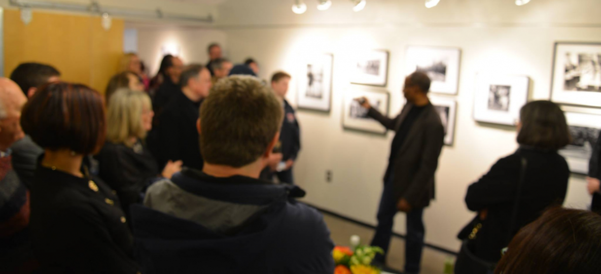 Photoworks students and artist in the Photoworks gallery