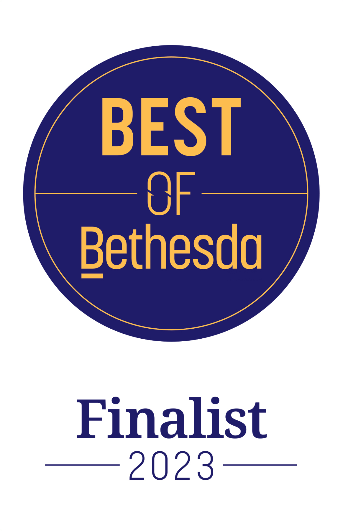 Best of Bethesda Finalist icon white blue background dark blue text