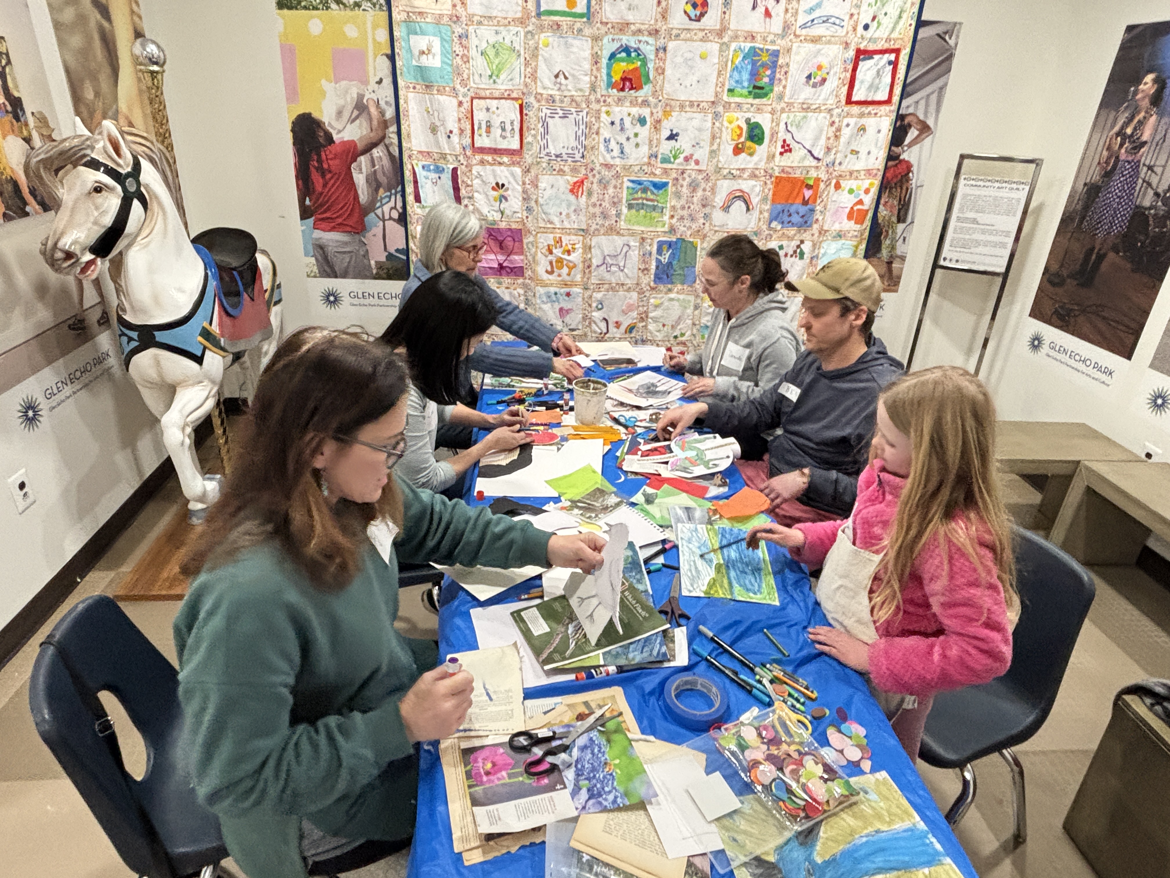 workshop participants creating artwork